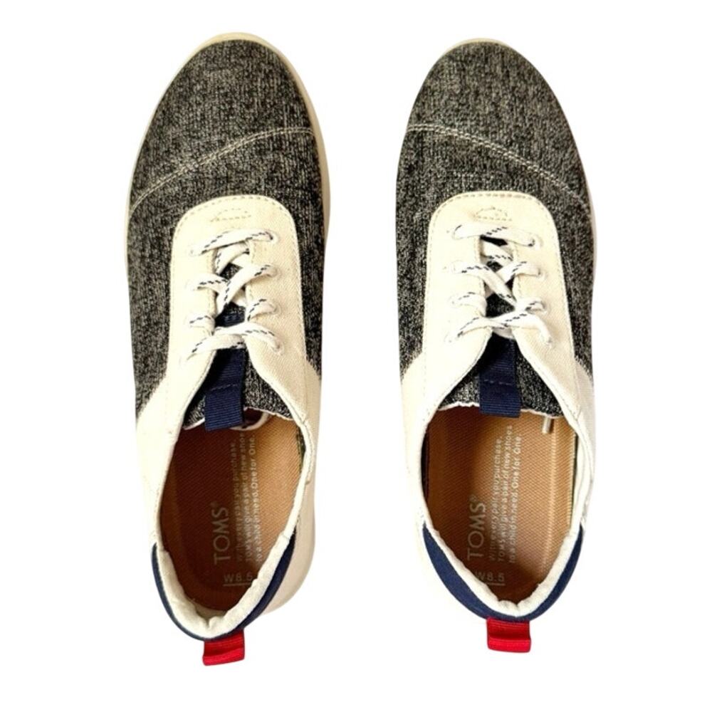 TOMS Women’s Cabrillo Knit And Canvas Lace Up Shoe Sneakers Size 8.5 Birch Blk
